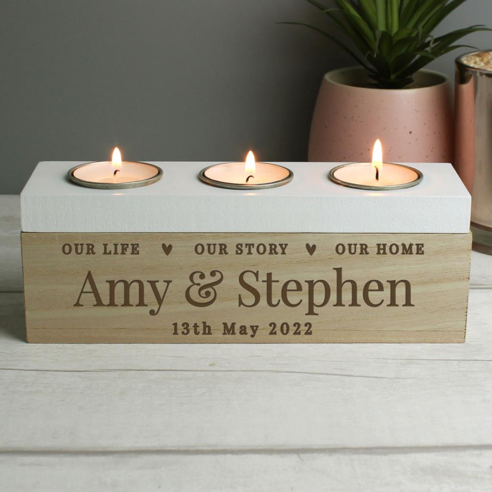 Personalised Our Life, Story & Home Tea Light Holder Extra Image 3